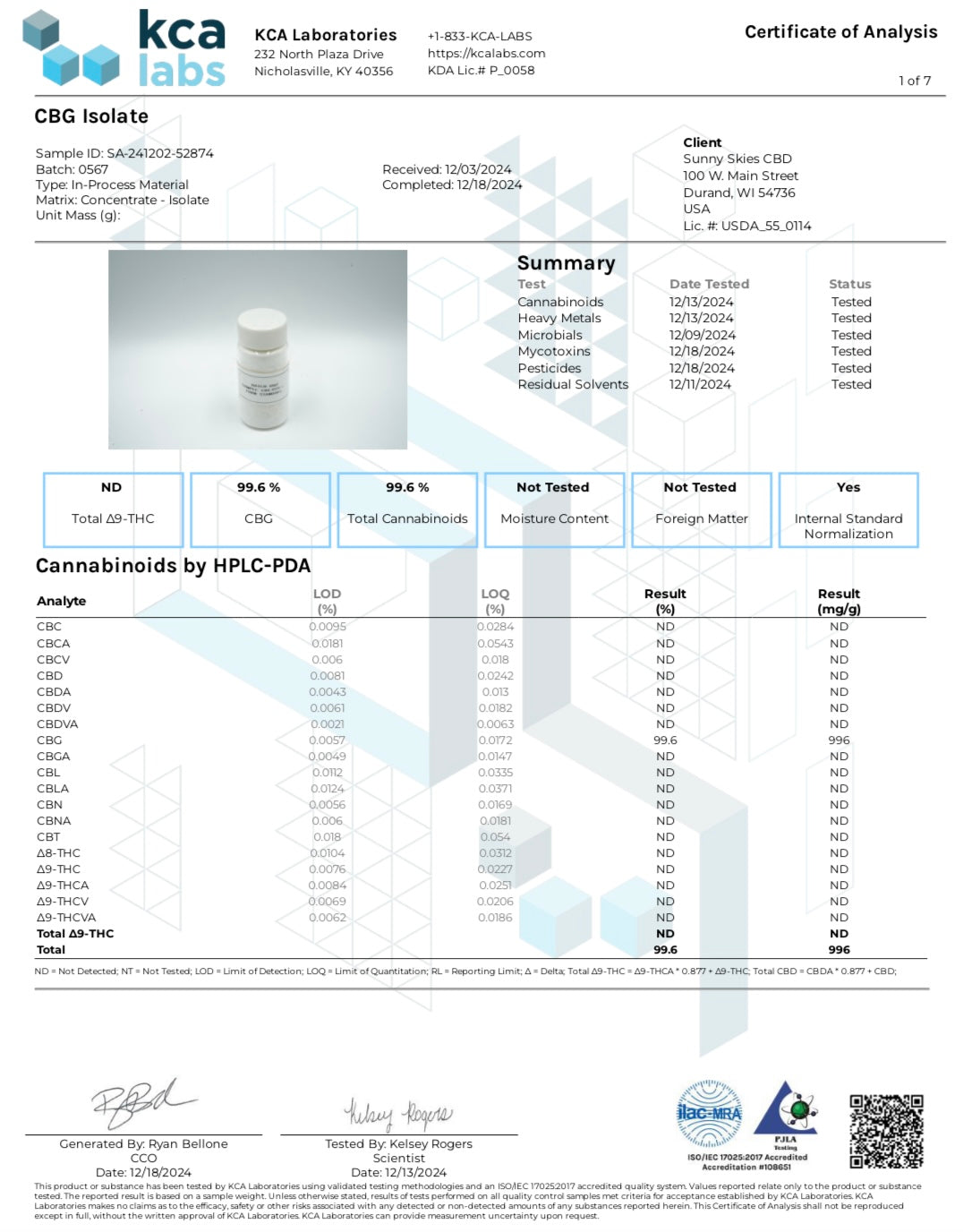 CBG "The Holy Grail of Cannabinoids" Isolate 99%+ Pure